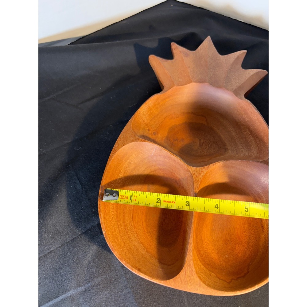Lomano Wood Pineapple Shaped Divided Serving Tray Dish Made in Philippines - Picture 6 of 8